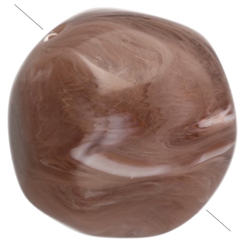 Perles rondes irrégulières facettées 12 mm en résine opaque - Cacao marbré x4