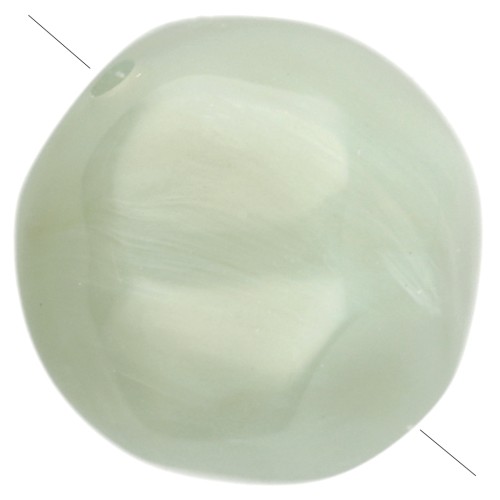Perles rondes irrégulières facettée 12mm résine translucide - Vert sauge marbré x4