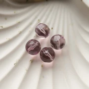Perles rondes irrégulières facettées 12 mm résine transparente - Parme x4