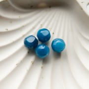 Perles rondes irrégulières facettées 12mm résine translucide Bleu Marbré blanc x4