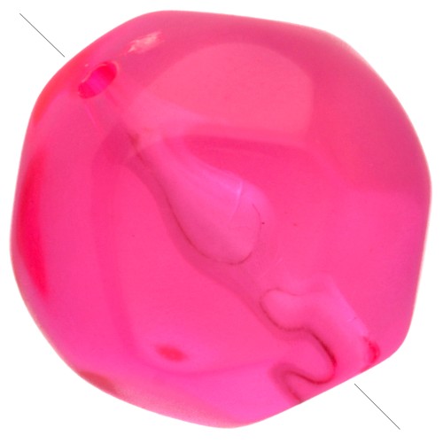 Perles rondes irrégulières facettées 12 mm en résine transparente - Rose fluo x4