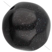 Perles rondes irrégulières facettées 12 mm en résine opaque - Noir pailleté x4