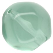 Perle ronde irrégulière facettée  14 mm en résine transparente - Vert mousse x1