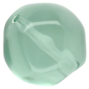 Perle ronde irrégulière facettée  14 mm en résine transparente - Vert mousse x1
