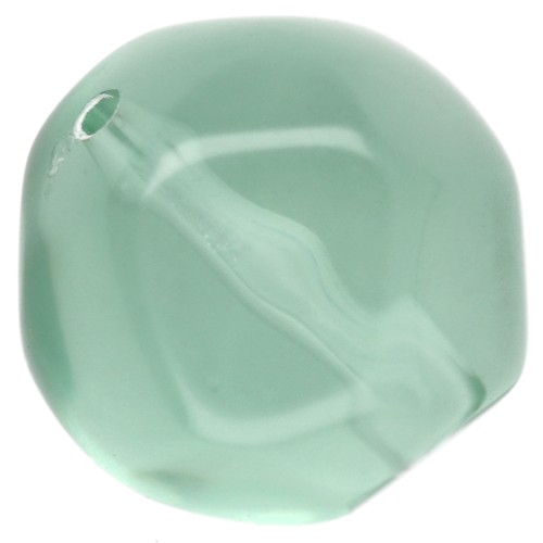 Perle ronde irrégulière facettée  14 mm en résine transparente - Vert mousse x1