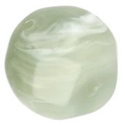 Perles rondes irrégulières facettées 14 mm résine translucide - Vert sauge marbré