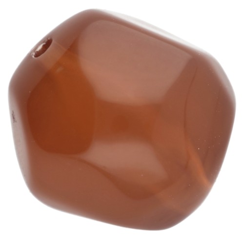 Perles rondes irrégulières facettées 14 mm résine transparente - Marron x1