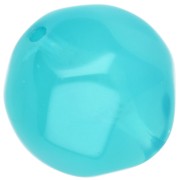 Perles rondes irrégulières facettées 14 mm résine translucide - Bleu caraïbe x1
