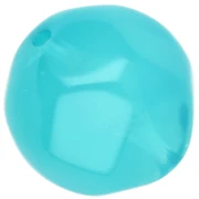 Perles rondes irrégulières facettées 14 mm résine translucide - Bleu caraïbe x1