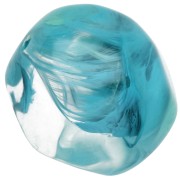 Perles rondes irrégulières facettées 14 mm résine translucide - Turquoise marbré