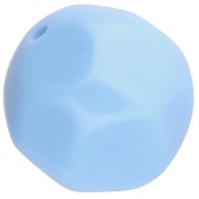 Perle ronde irrégulière facettée  14 mm en résine opaque - Bleu layette x1