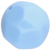 Perle ronde irrégulière facettée  14 mm en résine opaque - Bleu layette x1