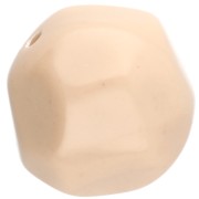 Perle ronde irrégulière facettée 14 mm en résine opaque - Beige x1