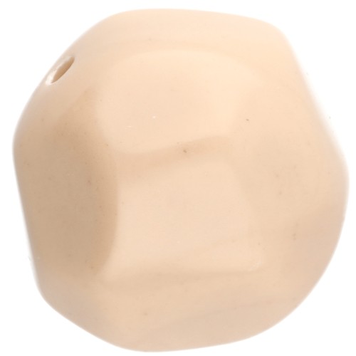 Perle ronde irrégulière facettée 14 mm en résine opaque - Beige x1