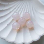 Perle ronde irrégulière facettée 14 mm en résine transparente - Rose pâle
