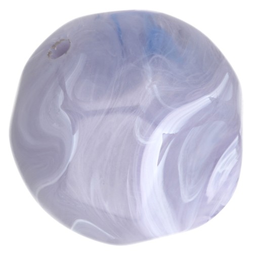 Perle ronde irrégulière facettée  14 mm en résine opaque - Gris glacier marbré