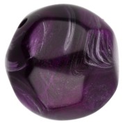 Perles rondes irrégulières facettées 14 mm résine translucide - Aubergine marbré