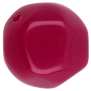 Perle ronde irrégulière facettée 14 mm en résine translucide - Fuchsia x1
