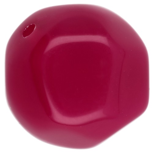 Perle ronde irrégulière facettée 14 mm en résine translucide - Fuchsia x1