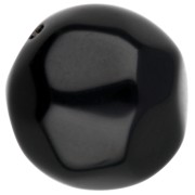 Perle ronde irrégulière facettée 14 mm en résine opaque - Noir x1