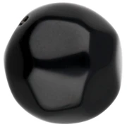 Perle ronde irrégulière facettée 14 mm en résine opaque - Noir x1