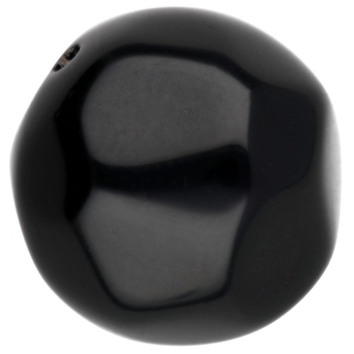 Perle ronde irrégulière facettée 14 mm en résine opaque - Noir x1