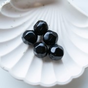 Perle ronde irrégulière facettée  14 mm en résine opaque - Noir x1