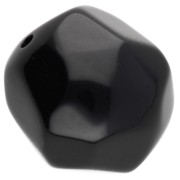 Perle ronde irrégulière facettée 16 mm en résine opaque - Noir x1