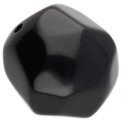Perle ronde irrégulière facettée 16 mm en résine opaque - Noir x1