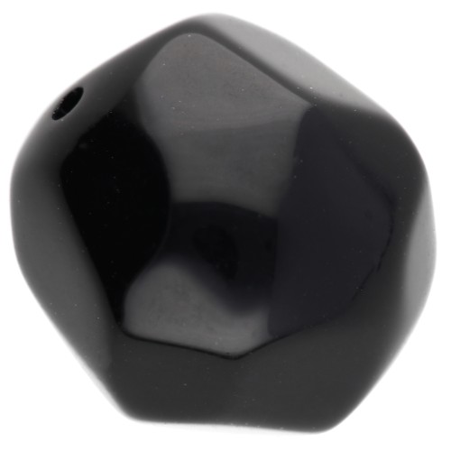 Perles rondes irrégulières facettées 16 mm en résine opaque - Noir x1