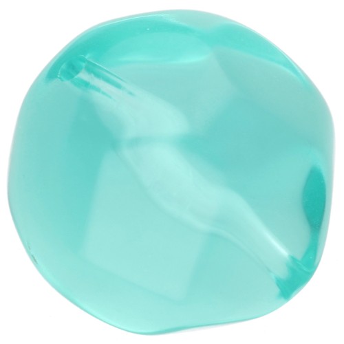 Perle ronde irrégulière facettée 16 mm en résine transparente - Aqua x1