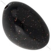 Perles nuggets irréguliers 13.5x9 mm en résine opaque - Noir pailleté doré x8