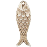 Pendentif poisson 27x9 mm en résine - Ivoire Doré x1
