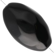 Perles - Perle olive irrégulière martelée 30x18 mm en résine opaque - Noir x1 Perle olive irrégulière martelée 30x18 mm en résine opaque - Noir x1