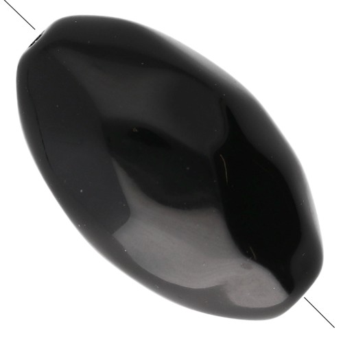 Perle olive irrégulière martelée 30x18 mm en résine opaque - Noir x1
