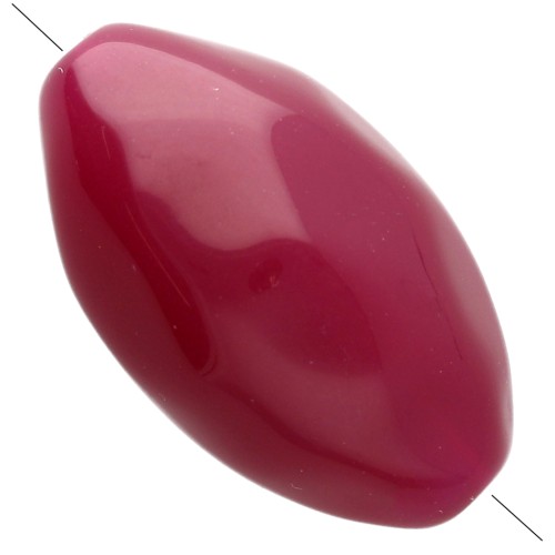 Perle olive irrégulière martelée 30x18 mm en résine translucide - Fuchsia x1