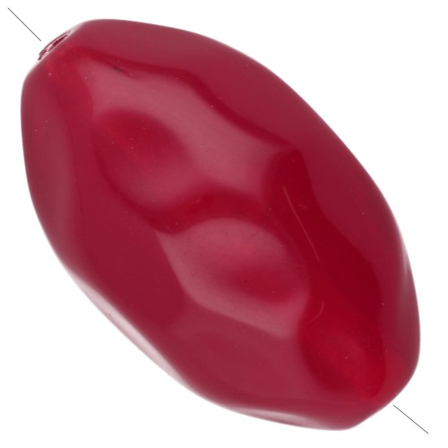 Perle olive irrégulière martelée 24x15 mm en résine transparente - Rouge foncé x1