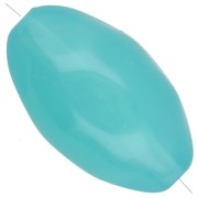Perles - Perle olive irrégulière martelée 24x15 mm en résine translucide - Bleu Caraïbes x1 Perle olive irrégulière martelée 24x15 mm en résine translucide - Bleu Caraïbes x1