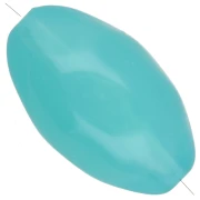 Perle olive irrégulière martelée 24x15 mm en résine translucide - Bleu Caraïbes x1