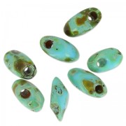 Long Magatama Miyuki 4x7 mm LMA-4514 - Op Turquoise Blue Picasso x 10g