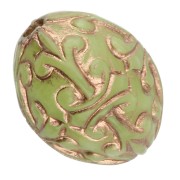 Perles olive 10x8 mm en résine opaque - décor baroque - Vert - Doré x4|raw }}