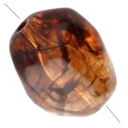 Perle irrégulière 25x20 mm en résine transparente - Ambre marbré x1