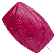 Perle rectangle strié 25x17 mm en résine - Fuchsia pailleté doré x1
