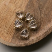 Perle cœur 17.5 mm avec mini boules en résine transparente - Crystal - Doré x1