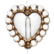Perles cœur 10 mm avec mini boules en résine transparente - Crystal - Doré x4|raw }}