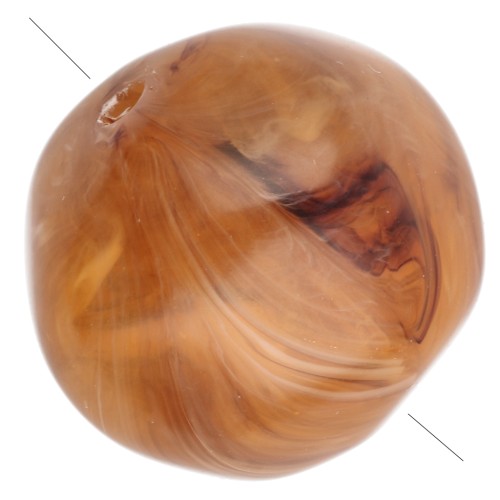 Perles rondes irrégulières 15 mm en résine translucide - Abricot marbré x4