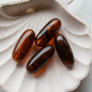 Perle olive 34x14 mm en résine translucide - Ambre marbré x1