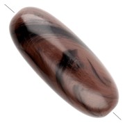 Perle olive 34x14 mm en résine opaque - Chocolat marbré x1