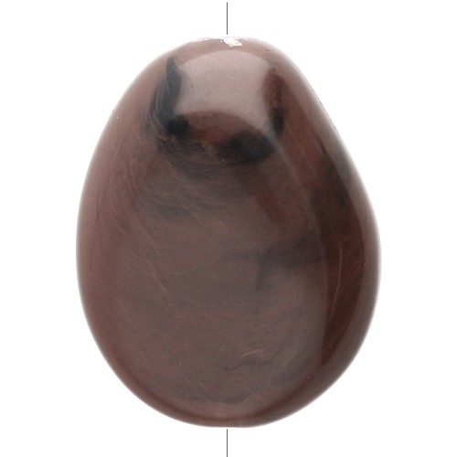 Perle plate irrégulière 25x20 mm en résine opaque - Chocolat marbré x1