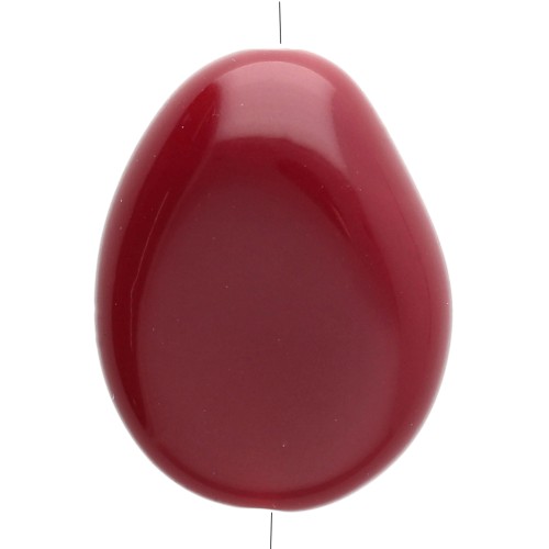 Perle plate irrégulière 22x17 mm en résine opaque - Bordeaux x1